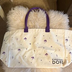 Cream and Purple Tote Bag